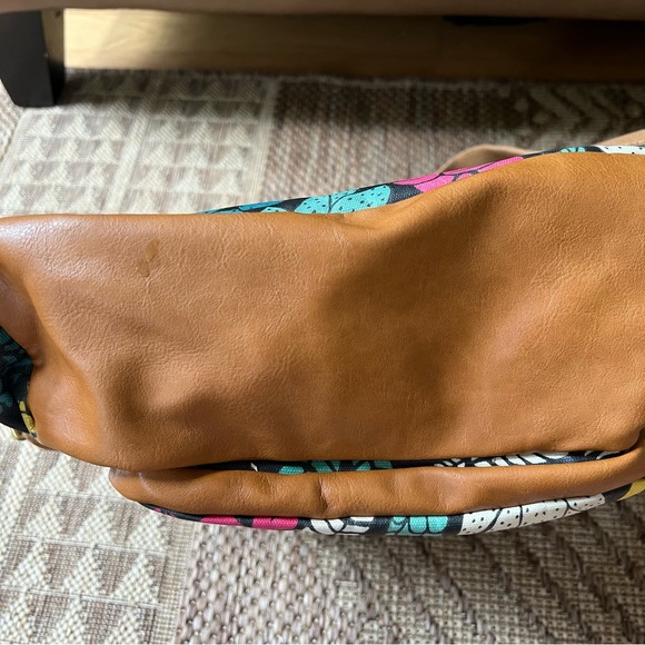 Fossil Backpack Coated Canvas Bag Floral Pink Teal Cactus. In good condition. - Picture 3 of 9